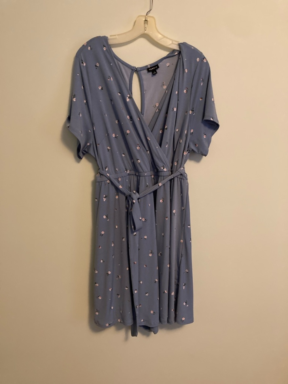 torrid light blue floral tie-waist romper